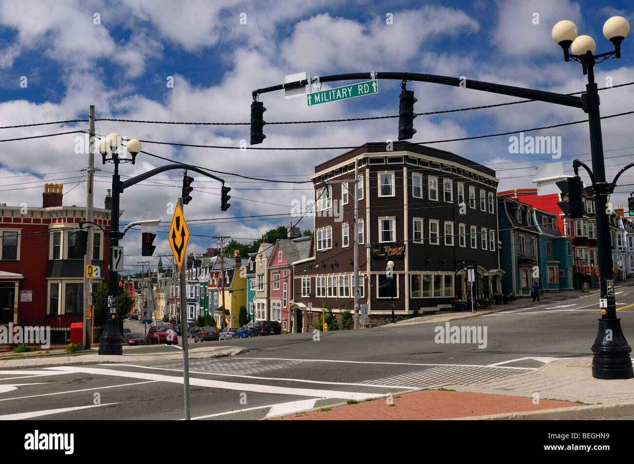 Military Road and Gower Street in downtown St. John`s Newfoundland Stock Photo